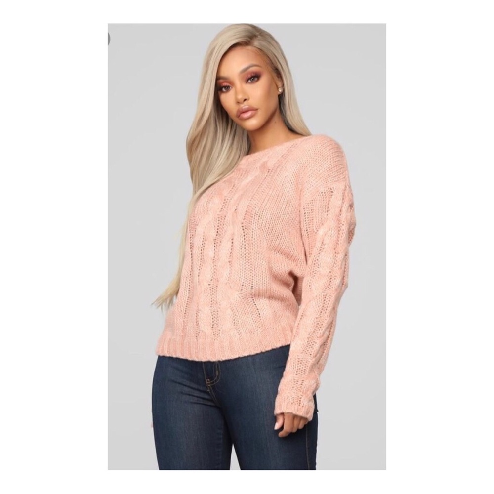 Fashion Nova Grey Cable Knit Sweater